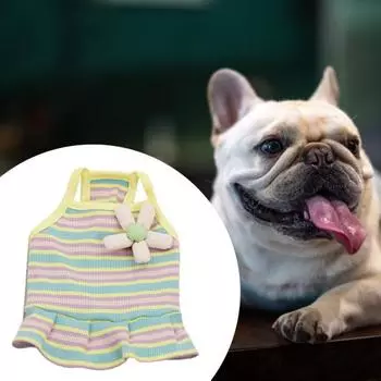 Одежда для домашних животных Свободная декоративная хлопковая полосатая одежда для собак с 3D цветочным декором XS