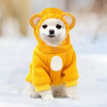 Одежда для домашних животных Толстовка с капюшоном для собак Теплое пальто Свитер для кошек Костюм для холодной погоды для щенков Большие, маленькие и средние собаки Одежда для кошек XS жёлтый