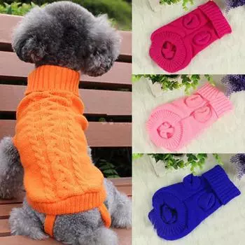 Одежда для домашних животных Трикотажный однотонный теплый мягкий свитер для собак XS