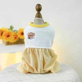 Одежда для домашних животных, удобный комбинезон без рукавов с круглым вырезом для домашних животных, дизайн с цветовыми блоками, боди для собак, товары для домашних животных S жёлтый