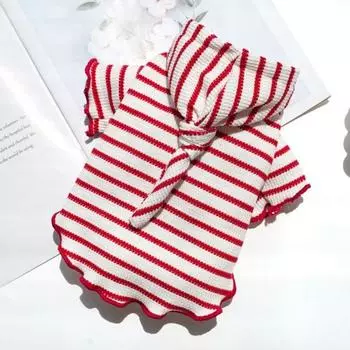 Одежда для домашних животных Yousheng, полосатый дизайн, с капюшоном, двуногие, с кружевной отделкой, модная милая одежда для собак и кошек на осень и зиму 2XL красный