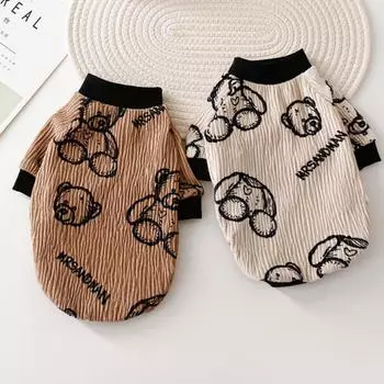 Одежда для домашних животных, зима-осень, теплый свитер, модная клетчатая рубашка для кошек, милое толстое пальто с героями мультфильмов для маленьких собак, пуловер для щенков, пуделя, бульдога XS