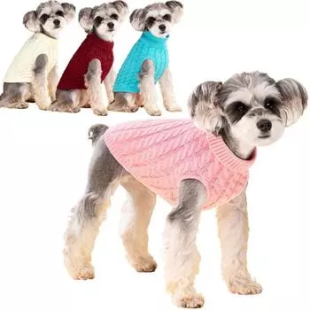 Одежда для домашних животных, зимние теплые мягкие свитера для маленьких средних собак, кошек, водолазка, вязаный свитер для собак, жилет, пальто для щенков, куртка, чихуахуа, Йоркшир XS красный