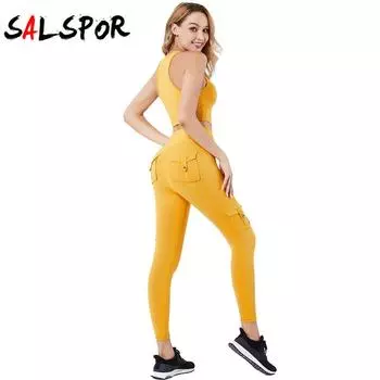 Одежда для йоги, костюм из 2 предметов, женский спортивный костюм для спортзала, спортивные леггинсы, укороченный топ, бюстгальтер, комплект для фитнеса, спортивный костюм