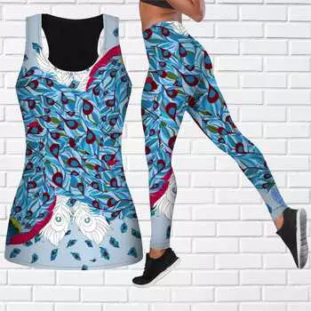 Одежда для йоги с принтом павлиньих перьев для женщин, модные леггинсы для тренировок, спортивные повседневные штаны для фитнеса и йоги 7XL синий