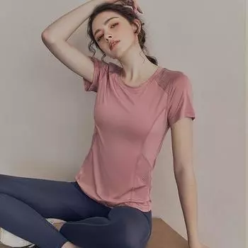 Одежда для йоги, спортивный сетчатый топ, женский быстросохнущий летний тонкий срез, спортивный фитнес, бег, с короткими рукавами XL белый