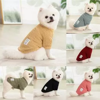 Одежда для кошек и собак Свитер для домашних животных Осень и зима Красивый круглый вырез Сохраняет тепло Трикотаж для кошек и собак XS чёрный