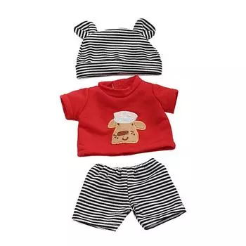Одежда для куклы 30 см. Комплект из полосатой шапки и брюк O5S2 Red-1set
