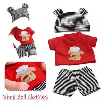 Одежда для куклы 30 см, полосатый комплект, шапка, штаны A9F4 Red-1set