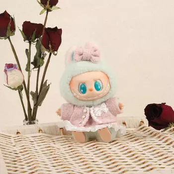 Одежда для кукол 15 см или 17 см с модным пальто, платьем и аксессуаром для волос (кукла Не Включена). розовый