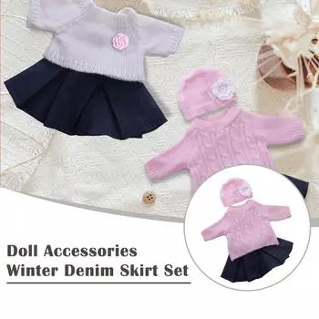 Одежда для кукол футболка/шапка+вязаный свитер+юбка костюм новая кукла дюймовый DIY для 18 игрушек Американская&43CM F1X2 White-only clothes