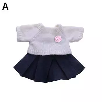 Одежда для кукол футболка/шапка+вязаный свитер+юбка костюм новая игрушечная кукла, девочка своими руками дюйм для 18 американок O8N1 White-only clothes