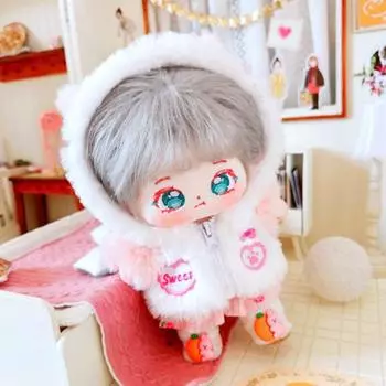 Одежда для кукол из хлопка для животных Плюшевое пальто Одежда для кукол Плюшевая кукольная одежда Детский подарок розовый