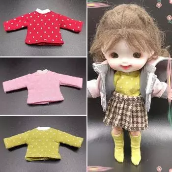 Одежда для кукол Костюмы Футболка для кукол из хлопка Блузка в горошек Футболка для кукол Носки Одежда для кукол своими руками