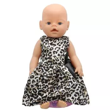 Одежда для кукол, милое платье принцессы с леопардовым принтом, аксессуары для кукол 43 см A