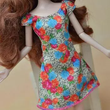 Одежда для кукол с открытыми плечами для кукольного домика Барби, цветочные вечерние платья, платья для кукольного домика Барби, аксессуары для детских игрушек в подарок разноцветный
