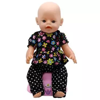 Одежда для куколки, рубашка с цветочным принтом + брючный костюм, аксессуары для кукол 43 см разноцветный