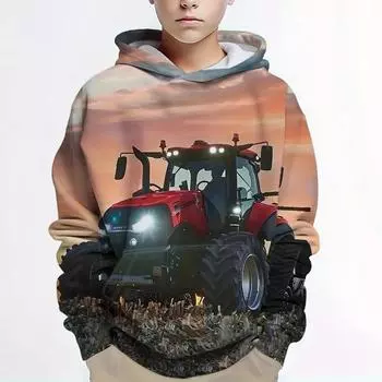 Одежда для мальчиков Футболка с длинным рукавом для девочек Толстовки с капюшоном с рисунком для детей Осенняя детская одежда с принтом машин Модные топы унисекс 100CM