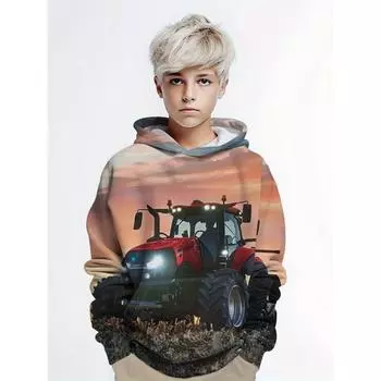 Одежда для мальчиков Футболка с длинным рукавом для девочек Толстовки с капюшоном с рисунком для детей Осенняя детская одежда с принтом машин Модные топы унисекс 100CM