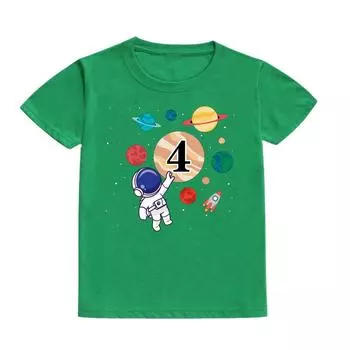Одежда для мальчиков и девочек 1–11 лет, наряд на день рождения, подарок, персонализированная детская футболка на день рождения, рубашка для малышей, детские топы с принтом астронавта 90cm