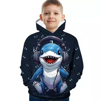 Одежда для мальчиков Модная одежда с принтом динозавра и ревом для мальчиков с длинными рукавами, толстовка с капюшоном, осенне-зимняя толстовка, детская домашняя одежда 100