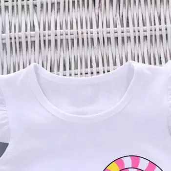 Одежда для маленьких девочек из 2 предметов, футболка с надписью Lolly, топы + короткие штаны, комплект одежды белый