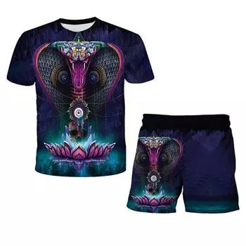 Одежда для маленьких девочек, комплекты футболок, детская повседневная одежда, футболка с 3D принтом «Кобра Кай», короткие штаны, комплект для малышей, детский костюм 100