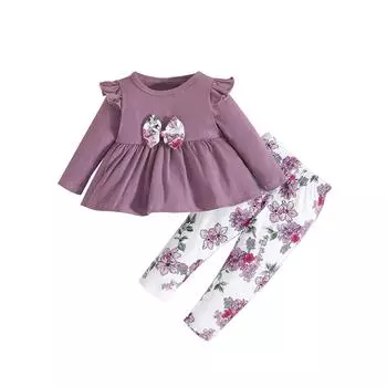 Одежда для маленьких девочек, осенне-зимняя одежда для папиных девочек, одежда для новорожденных, кружевной комбинезон с длинными рукавами и рюшами, штаны, комплект с повязкой на голову 6-9 Months розовый