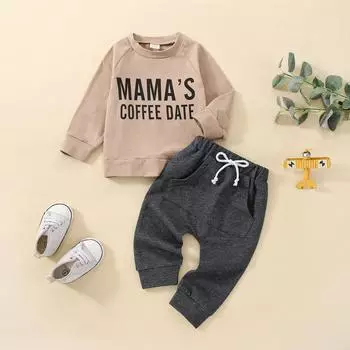 Одежда для маленьких мальчиков 3, 6, 9, 12, 18, 24 месяцев, 3 года, комплект штанов, лоскутная толстовка с капюшоном, полосатые спортивные штаны, осенне-зимний наряд 3-6 Months коричневый