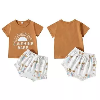 Одежда для маленьких мальчиков, комплект из 2 предметов, футболка и шорты, летние наряды 80