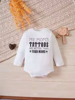 Одежда для маленьких мальчиков, милый комбинезон с чистыми белыми буквами «ТАТУ МОЕЙ МАМЫ ЛУЧШЕ, ЧЕМ ВЫ, МАМЫ», комбинезон одинакового цвета с длинными рукавами, осень 0-3m белый
