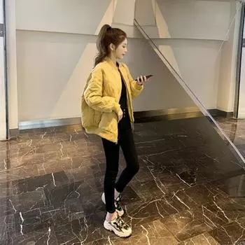 Одежда для маленьких мужчин с утолщенной хлопковой подкладкой на осень и зиму 2024 года, новый иностранный стиль, свободная корейская версия, короткая пуховая куртка с хлопковой подкладкой для женщин S recommends 90-55kg