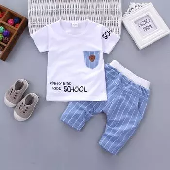 Одежда для малышей, милые детские футболки с короткими рукавами + шорты, костюм, детские комплекты одежды для мальчиков и девочек, летняя детская одежда, 2 шт. 120cm