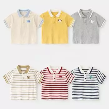 Одежда для малышей, повседневные футболки с короткими рукавами, летние рубашки-поло для мальчиков, детские топы для девочек, летние 73CM