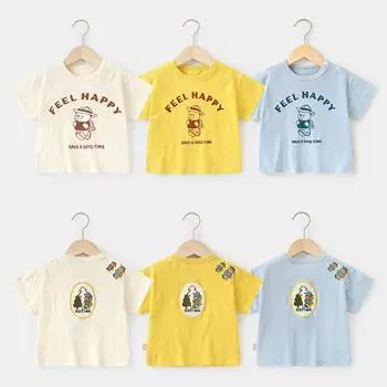 Одежда для малышей, повседневные футболки с короткими рукавами, летняя одежда для мальчиков и девочек, детские летние топы с половиной рукавов 73CM