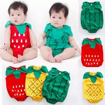 Одежда для малышей унисекс, хлопковая одежда для новорожденных девочек и мальчиков, комбинезоны с арбузом, пижамы с рисунком ананаса и клубники, пижамы для малышей с героями мультфильмов, одежда 90