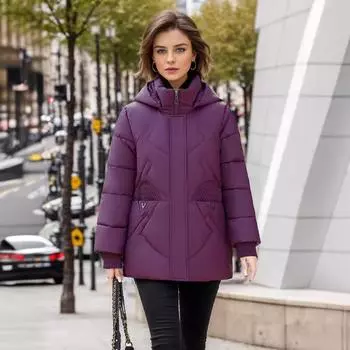 Одежда для мам среднего возраста с хлопковой подкладкой, иностранное газовое качество для пожилых женщин, зимнее пальто 2024 года, новая куртка большого размера с хлопковой подкладкой XXL чёрный