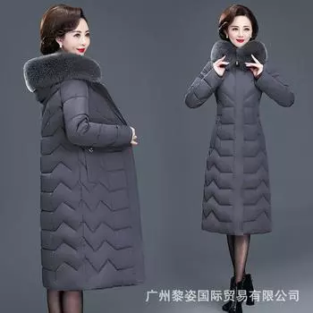 Одежда для матерей среднего и пожилого возраста, удлиненные и утолщенные наколенники, женские зимние куртки, куртки на хлопчатобумажной подкладке. XL красный