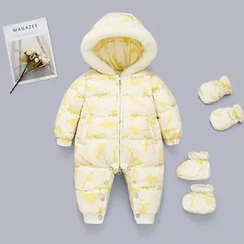 Одежда для младенцев и малышей, одежда для ползания, детская одежда, пуховики, куртки для мальчиков и девочек от 1 до 3 лет, детские пуховики, комбинезоны 80cm жёлтый