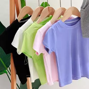 Одежда для младенцев, летние хлопковые футболки с короткими рукавами и принтом для маленьких мальчиков и девочек, дышащие повседневные футболки, модные топы для девочек, От 1 до 3 лет 80 for 6-9M белый