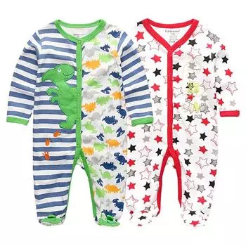 Одежда для новорожденных, комбинезоны с длинными рукавами, хлопок, 2 шт., одежда для малышей, От 3 до 12 месяцев 3M