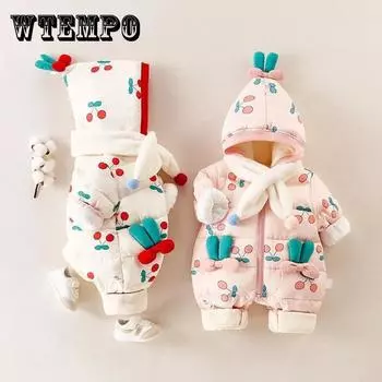 Одежда для новорожденных, осенние и зимние костюмы, утолщенная цельная хлопковая одежда, милая детская зимняя хлопковая одежда, детская зимняя одежда в полнолуние
