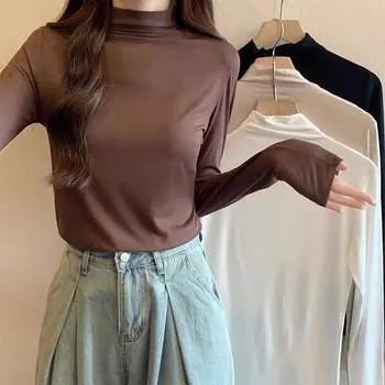 Одежда для осени и зимы Maillard, полуводолазка с длинными рукавами, женская футболка, внутренний слой, облегающий топ, утягивающий, немецкий бархат, теплый базовый слой S