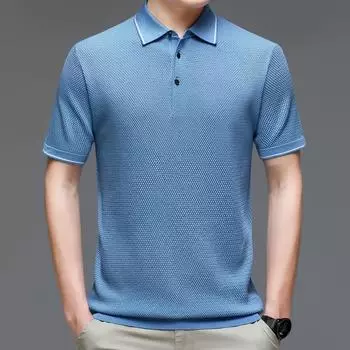 Одежда для папы среднего и пожилого возраста, деловая повседневная модная мужская футболка с воротником-поло, однотонная, элегантная, дышащая, сетчатая, с коротким рукавом M