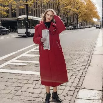 одежда для пары мужская и женская одинаковая одежда на хлопковой подкладке, зимняя длинная выше колена модная теплая куртка S чёрный