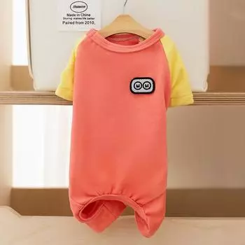 Одежда для питомцев, одежда для собак на четырех лапах, контрастная цветная вставка, самонагревающаяся, из немецкого вельвета, домашняя базовая рубашка, одежда для собак на осень и зиму M (recommended weight 5-4 kg)