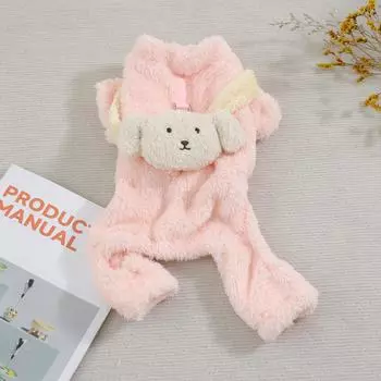 Одежда для питомцев зимняя теплая спинка собака двусторонний бархатный пояс тяговая пряжка четырехлапый бархатный плащ щенок осенне-зимняя одежда S (suitable for 4-3kg)