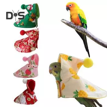 Одежда для попугаев с застежкой-липучкой Зимние шали для птиц Согреют вашего питомца Мультяшный принт Защита для домашних животных на открытом воздухе Пончо для прогулок M розовый