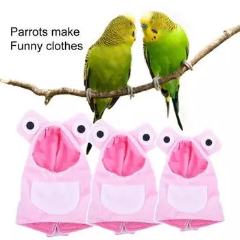 Одежда для попугая, креативный костюм птицы в форме лягушки, зимний теплый аксессуар для домашних животных с капюшоном для птицы L розовый