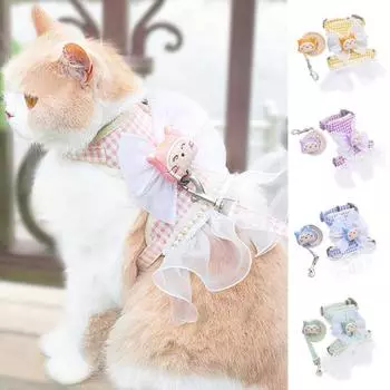 Одежда для прогулок, галстук с бантом, клетчатый принт, милый средний, большой поводок для собак, ходьба, бег, сундук S розовый